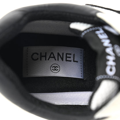 Chanel Mesh Suede Calfskin Grained Calfskin Womens CC Sneakers 39 White Black 6 of 13