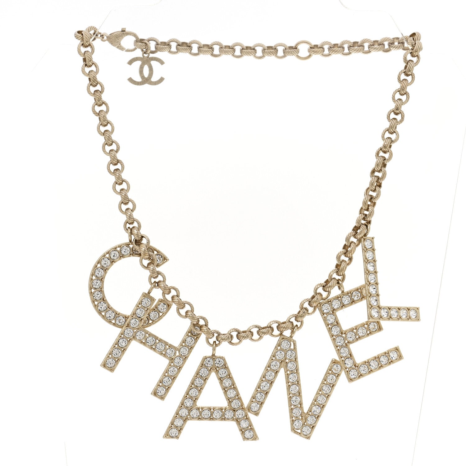 Chanel Crystal City of Lights Letter Chain Necklace Gold 4 of 8