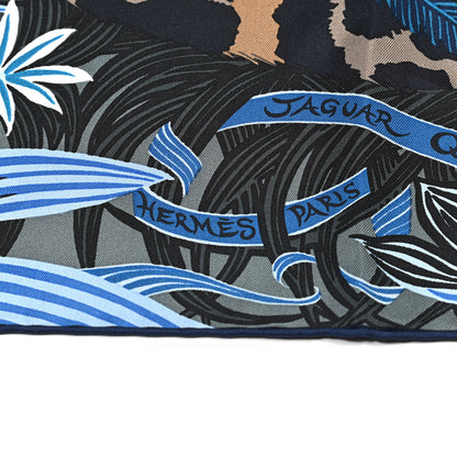 Hermes Silk Jaguar Quetzal Scarf 90 Bleu Jean Camel Marine 4 of 7