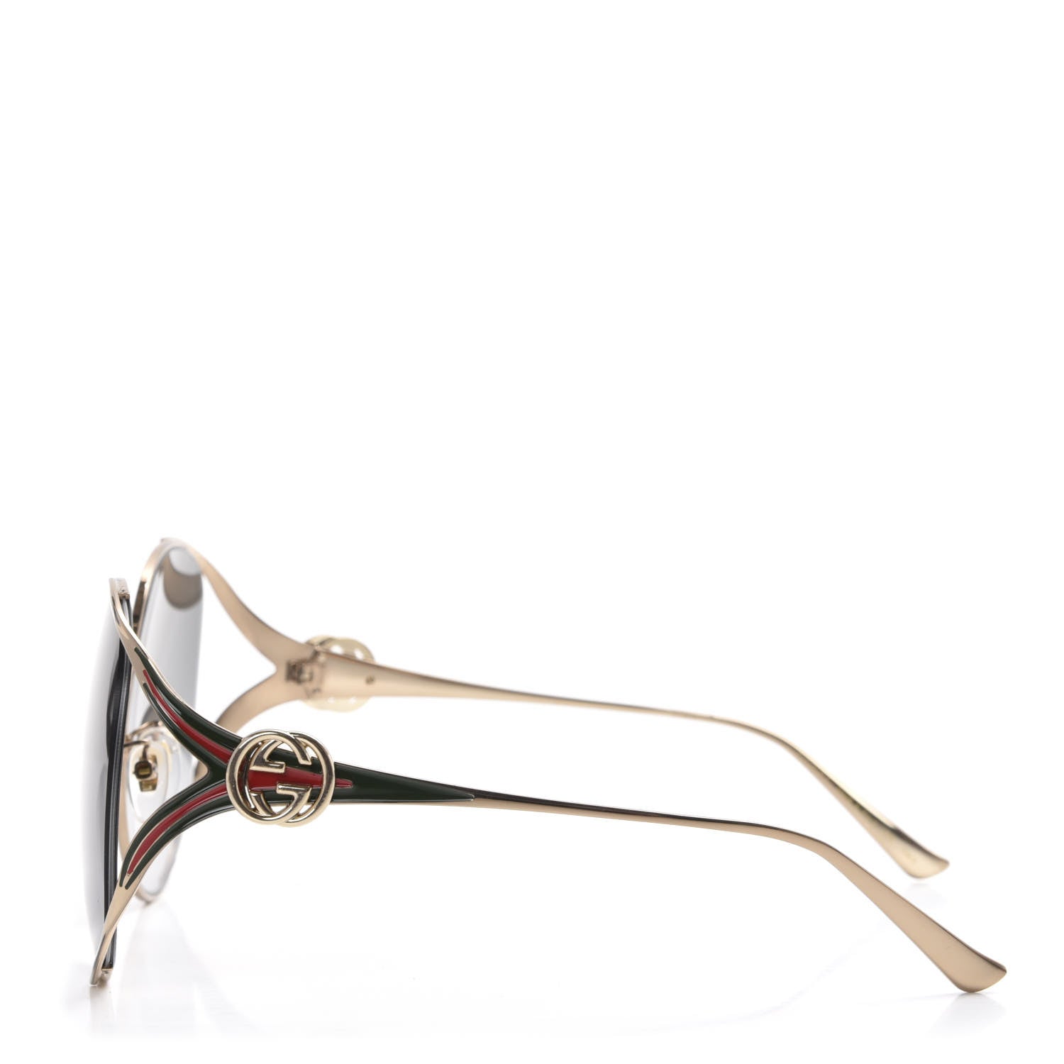 Gucci Metal Oversized Round Frame GG0225S Sunglasses Gold 3 of 8