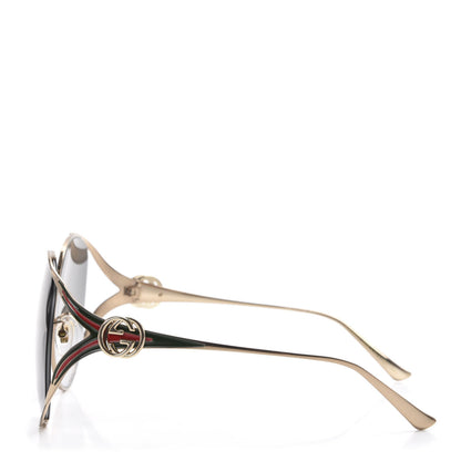 Gucci Metal Oversized Round Frame GG0225S Sunglasses Gold 3 of 8