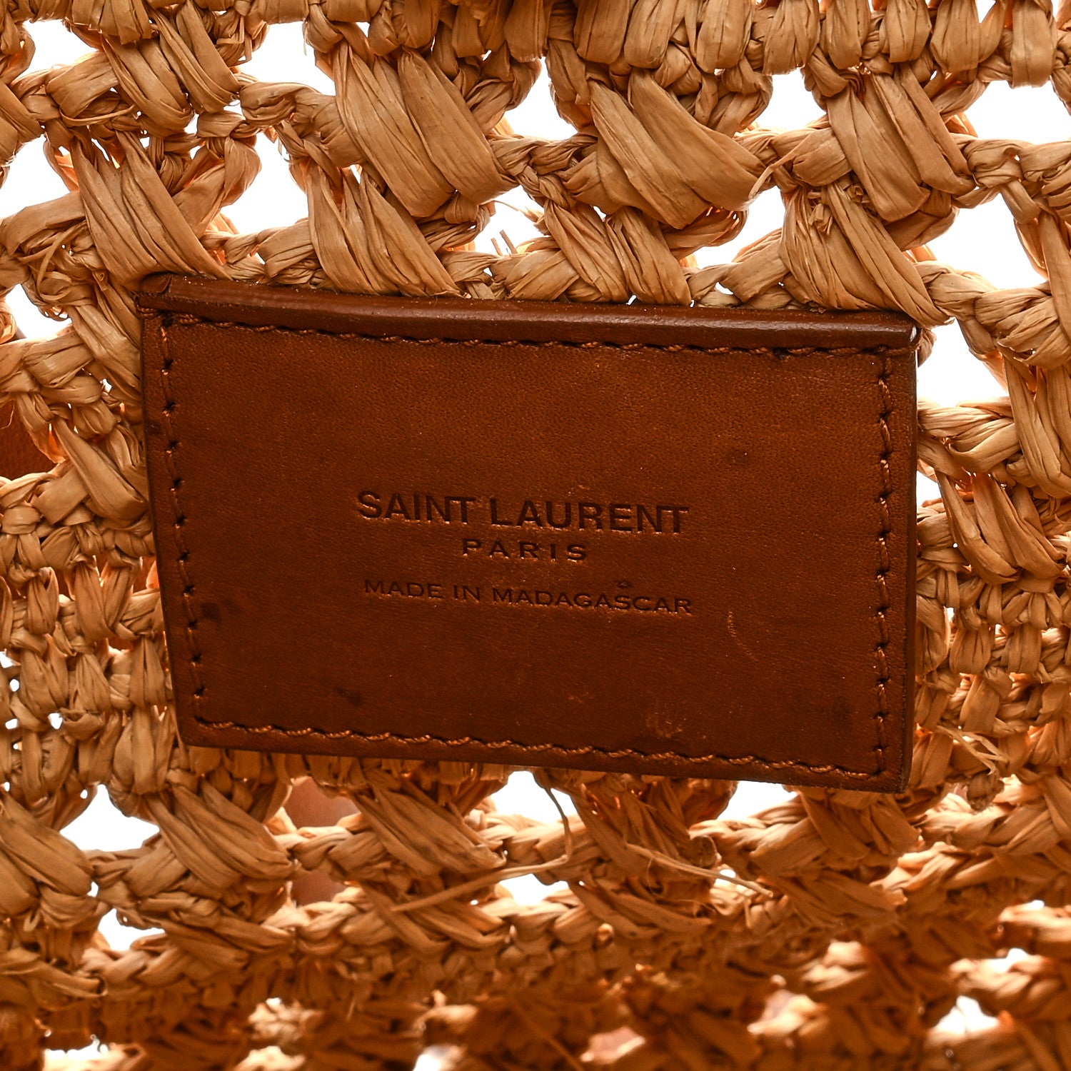 Saint Laurent Raffia Calfskin Small Panier Tote Naturel 6 of 8