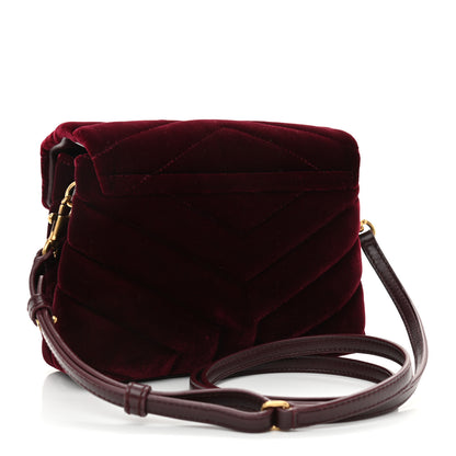 Saint Laurent Velvet Y Quilted Monogram Toy Loulou Crossbody Bag French Burgundy 3 of 9