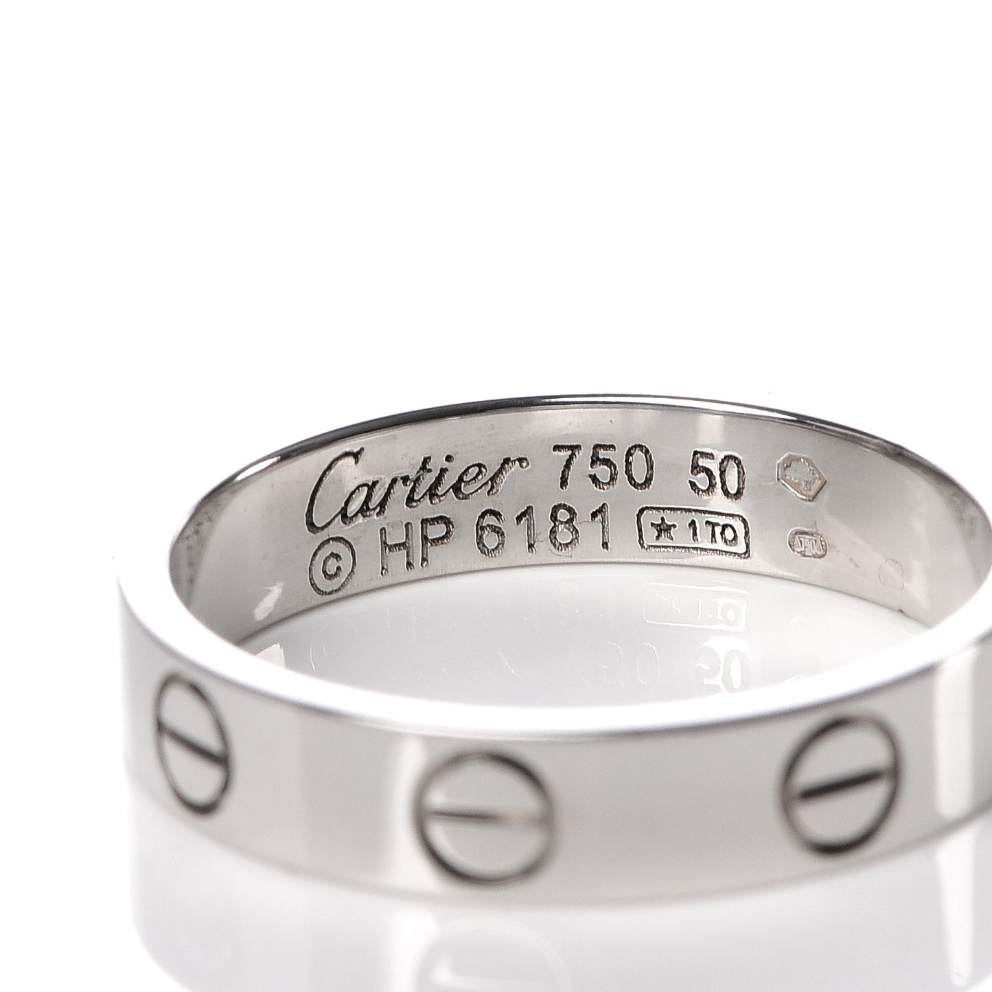 18K White Gold 3.5mm LOVE Wedding Band Ring 50 5.25