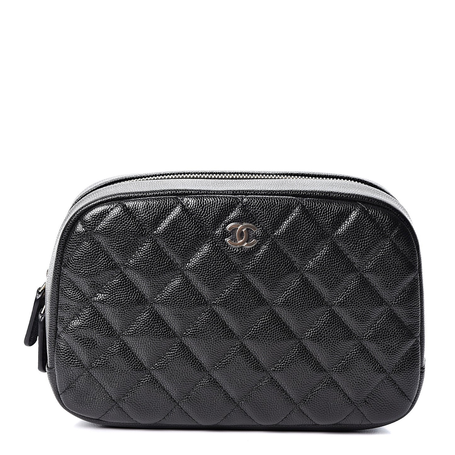 Caviar Quilted Curvy Pouch Cosmetic Case Black