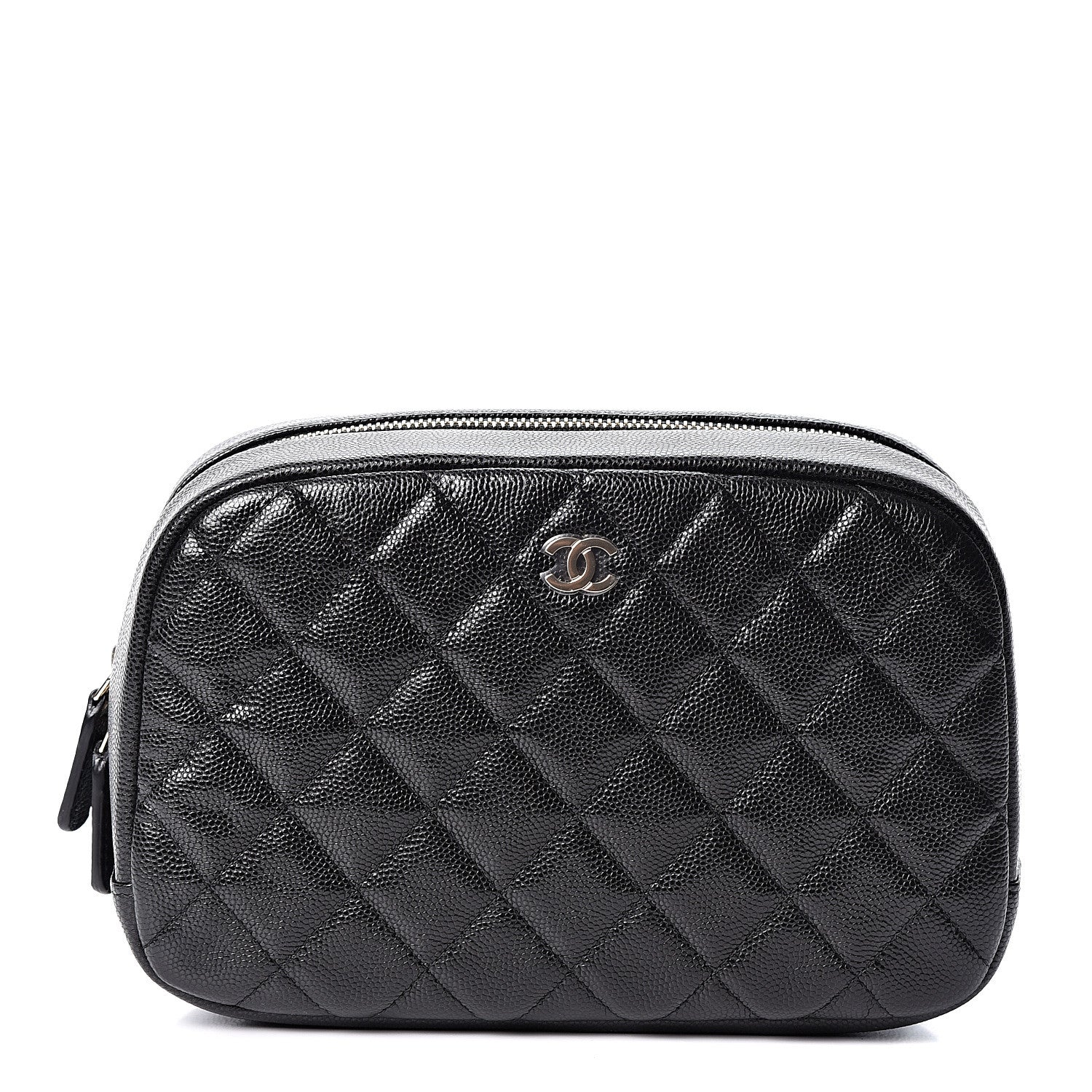 Chanel Caviar Quilted Curvy Pouch Cosmetic Case Black 1 of 7