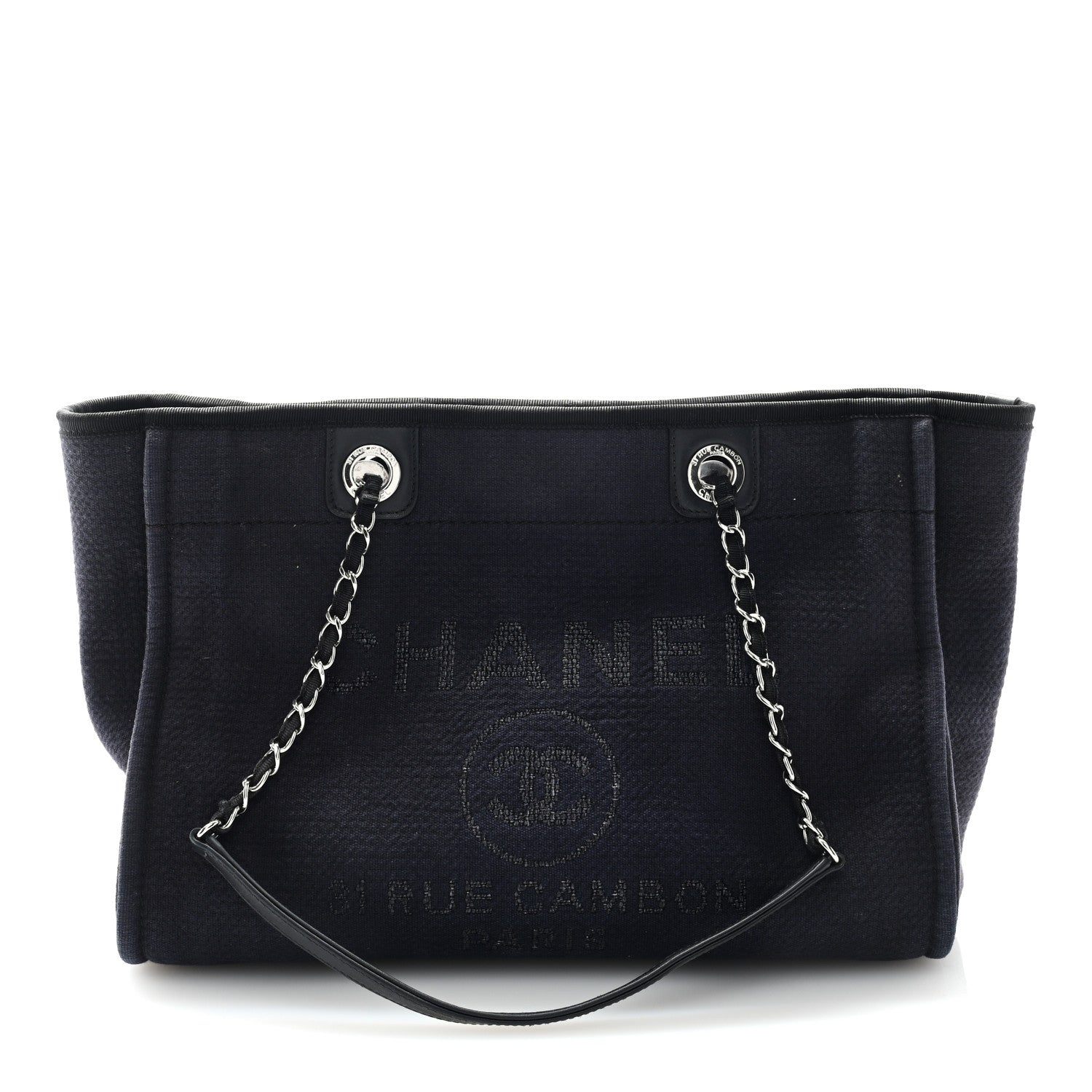 Chanel Mixed Fibers Small Deauville Tote Navy 1 of 11