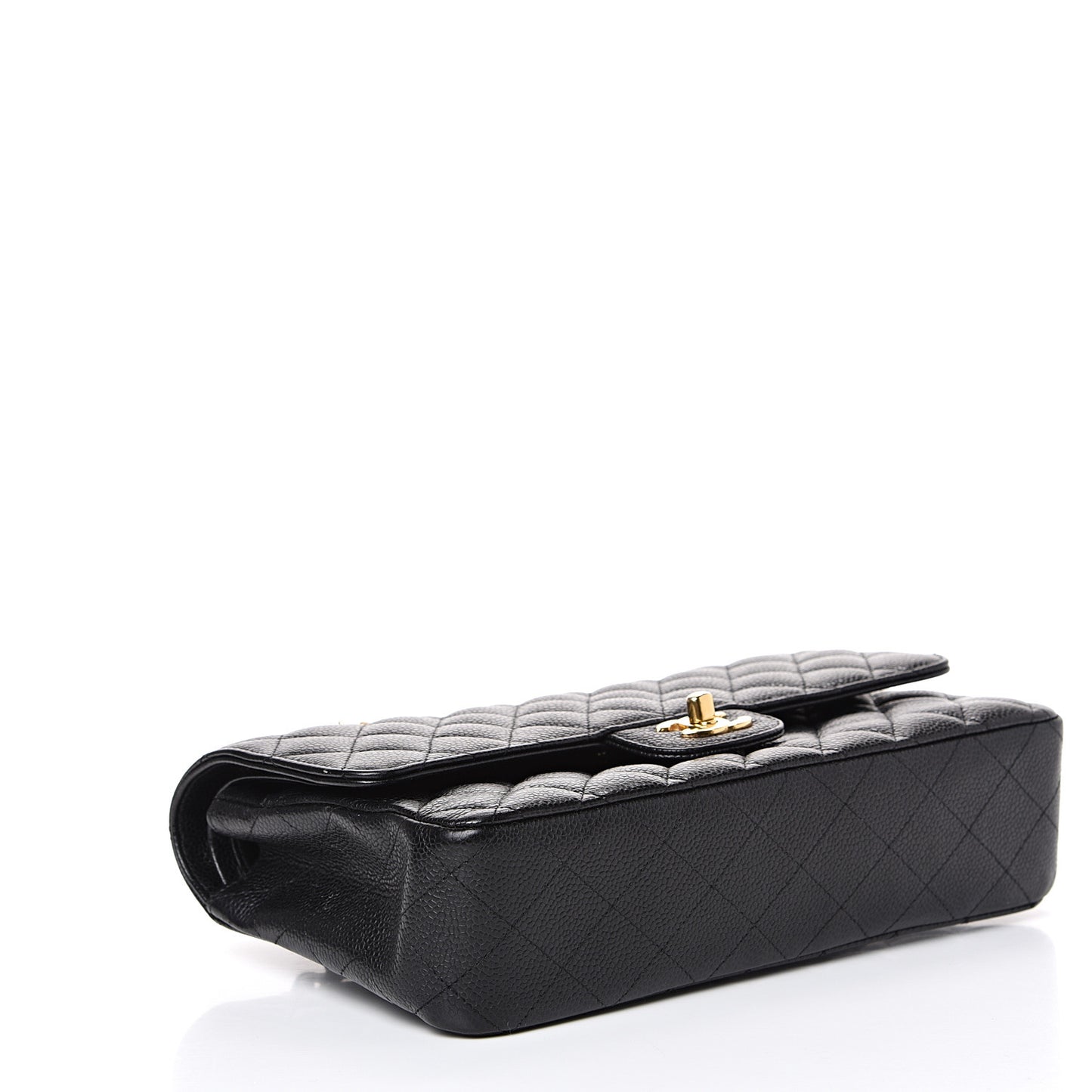 Caviar Quilted Medium Double Flap Black