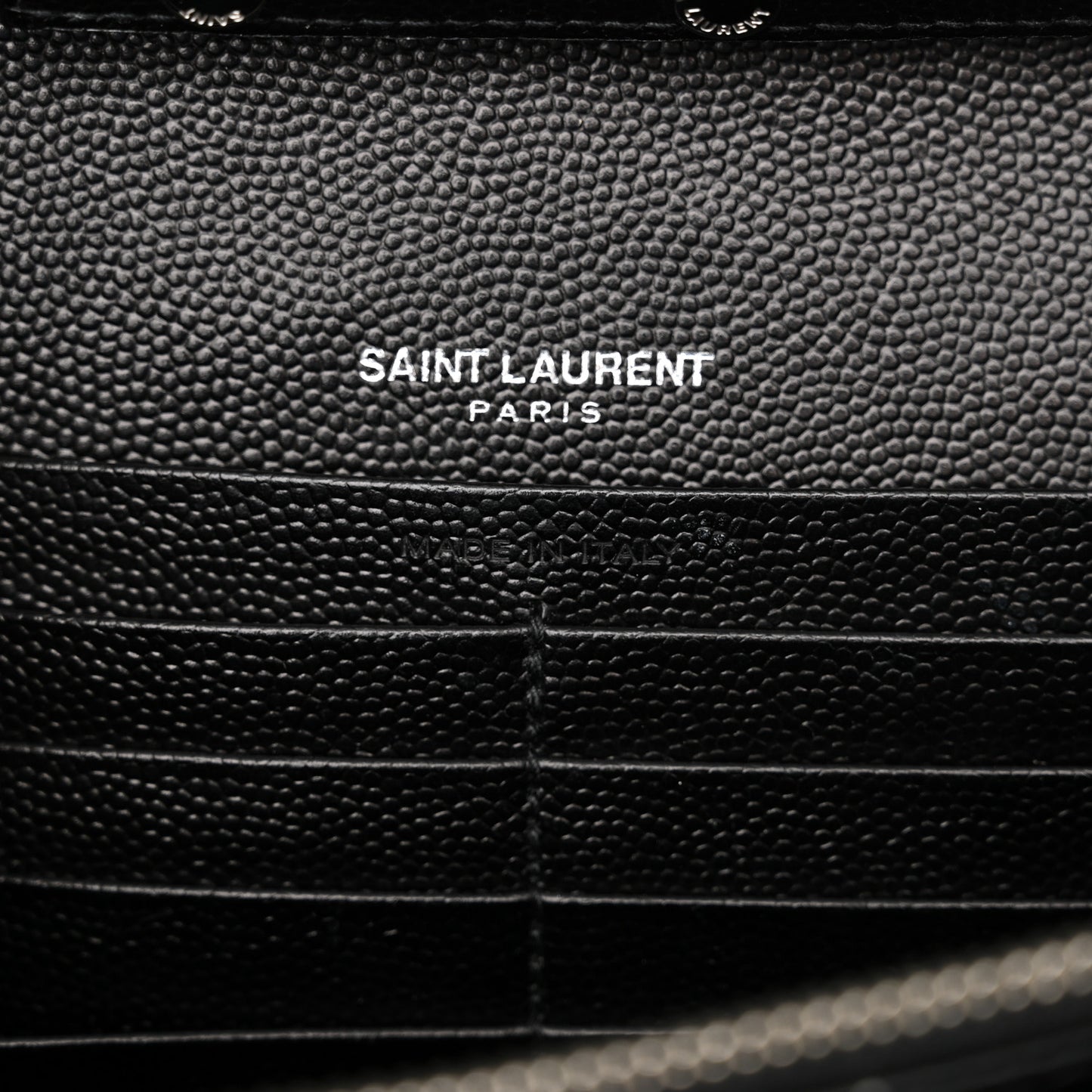 Grain De Poudre Matelasse Chevron Monogram Chain Wallet Black