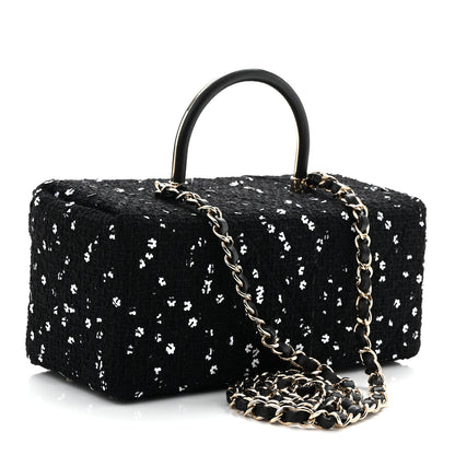Chanel Tweed Sequin Quilted Top Handle Box Bag Black 3 of 10