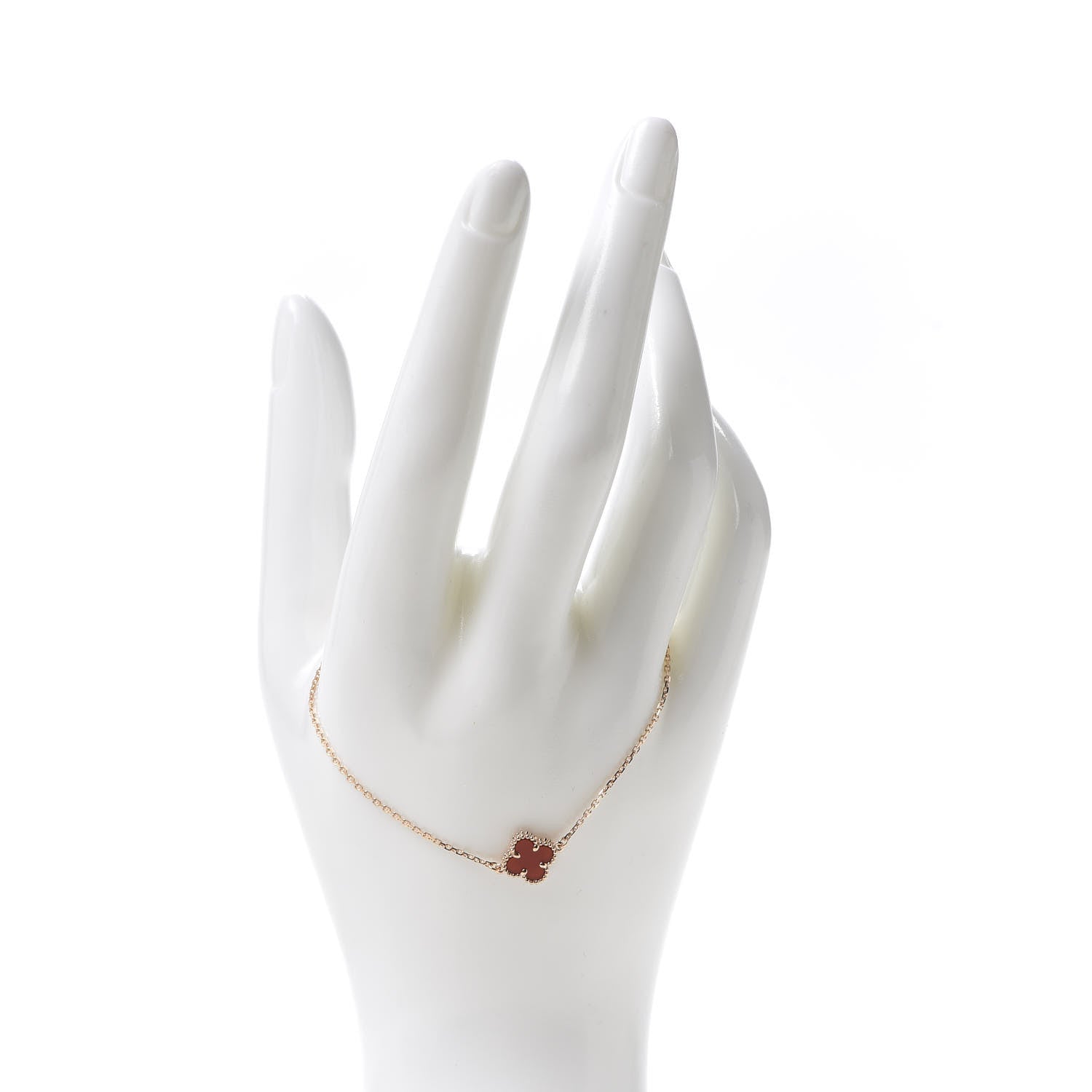 Van Cleef & Arpels 18K Rose Gold Carnelian Sweet Alhambra Bracelet 2 of 8