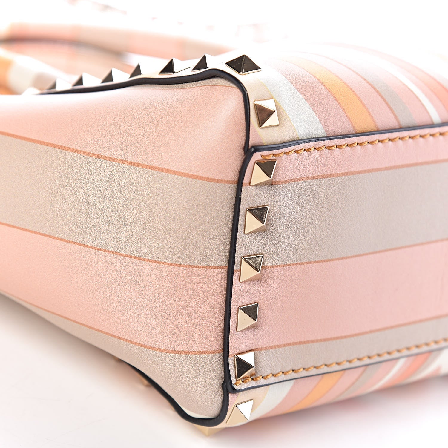 Valentino Garavani Vitello Native Couture 1975 Mini Rockstud Double Handle Tote Mandarin Sorbet 8 of 9