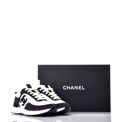 Chanel Nylon Suede Calfskin CC Sneakers 36.5 White Dark Grey 10 of 10