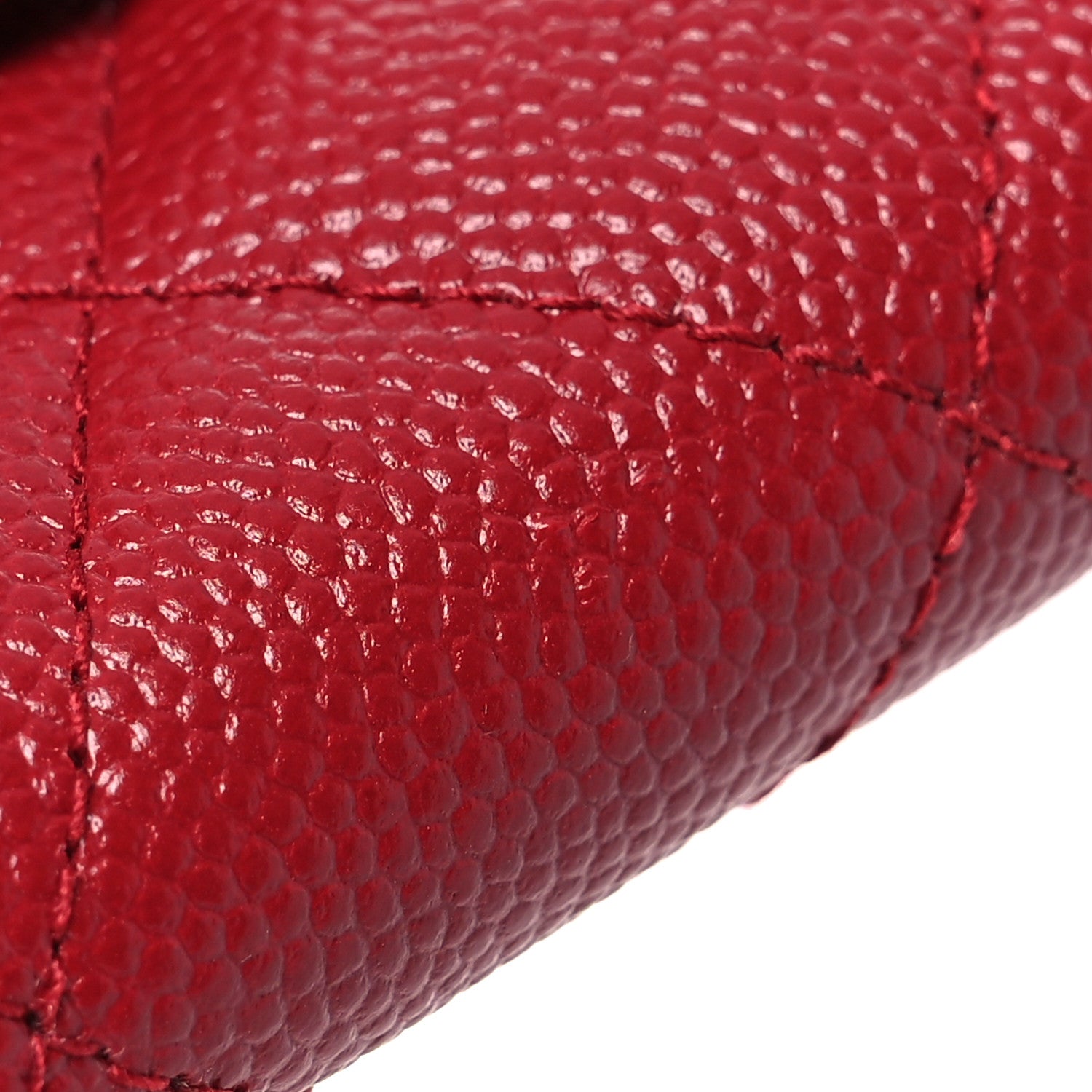 Chanel Caviar Quilted Compact Flap Wallet Dark Red 12 of 12