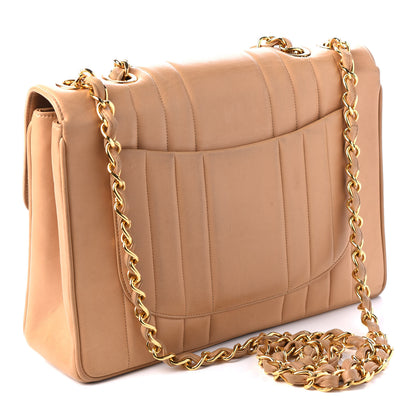 Chanel Lambskin Vertical Quilted Jumbo Single Flap Beige 2 of 9