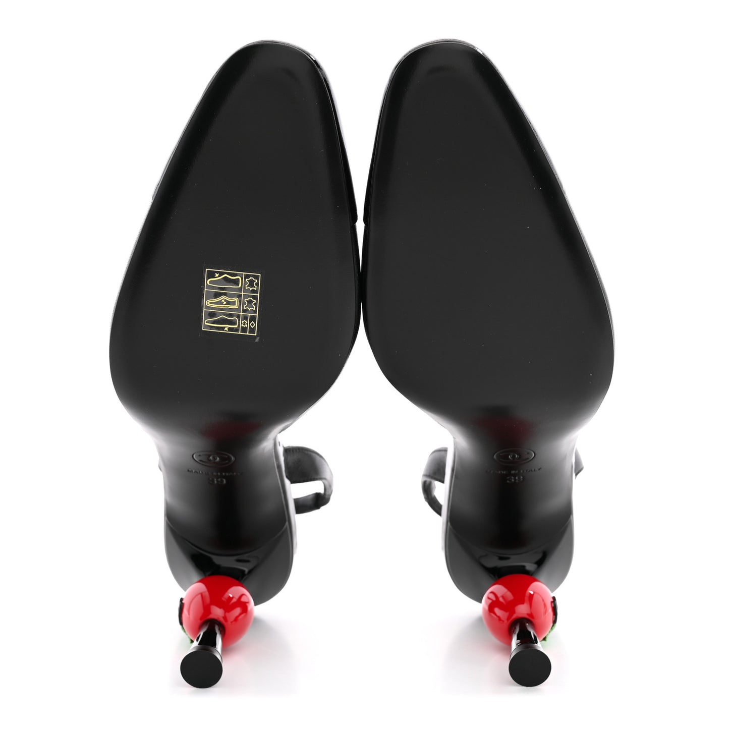 Lambskin Patent Cap Toe CC Apple Slingback Pumps 39 Black
