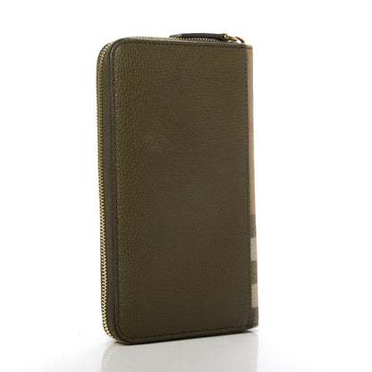 Burberry House Check Calfskin Renfrew Long Zip Around Wallet Green 3 of 7