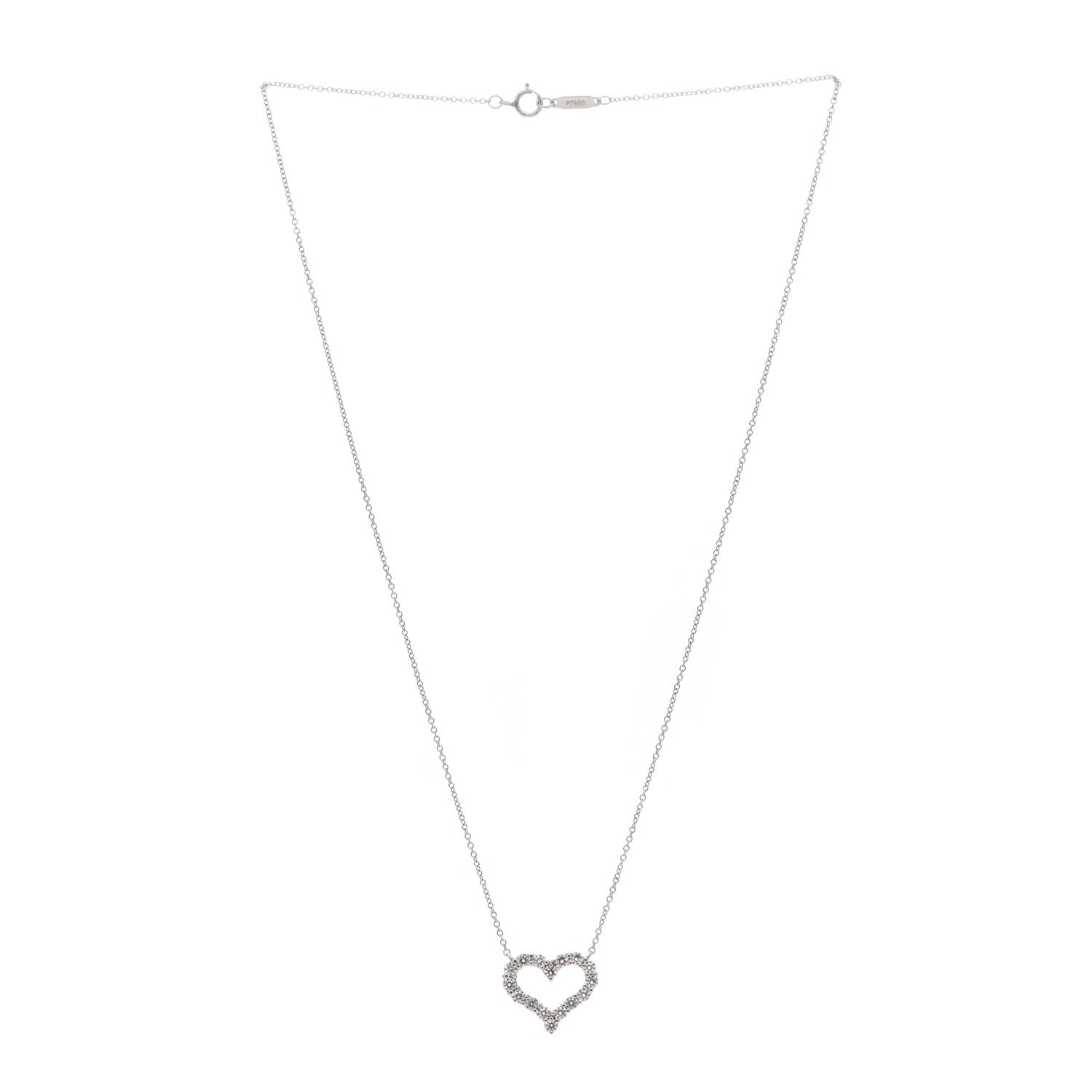 Tiffany Platinum Diamond Small Heart Pendant Necklace 3 of 6