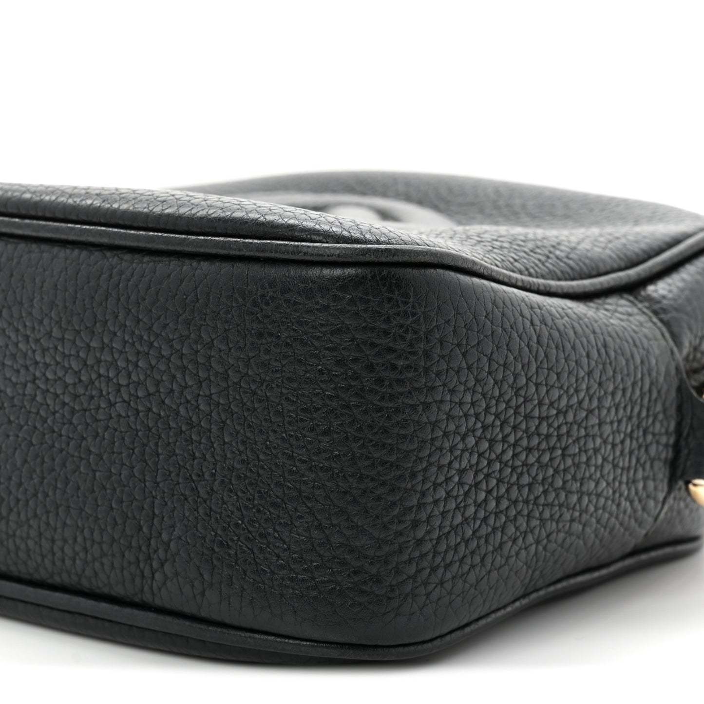 Pebbled Calfskin Small Soho Disco Bag Black