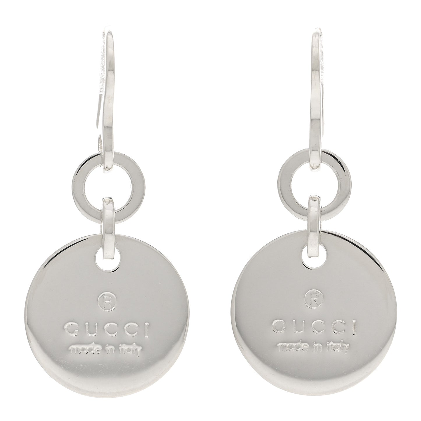 Sterling Silver Trademark Round Drop Earrings