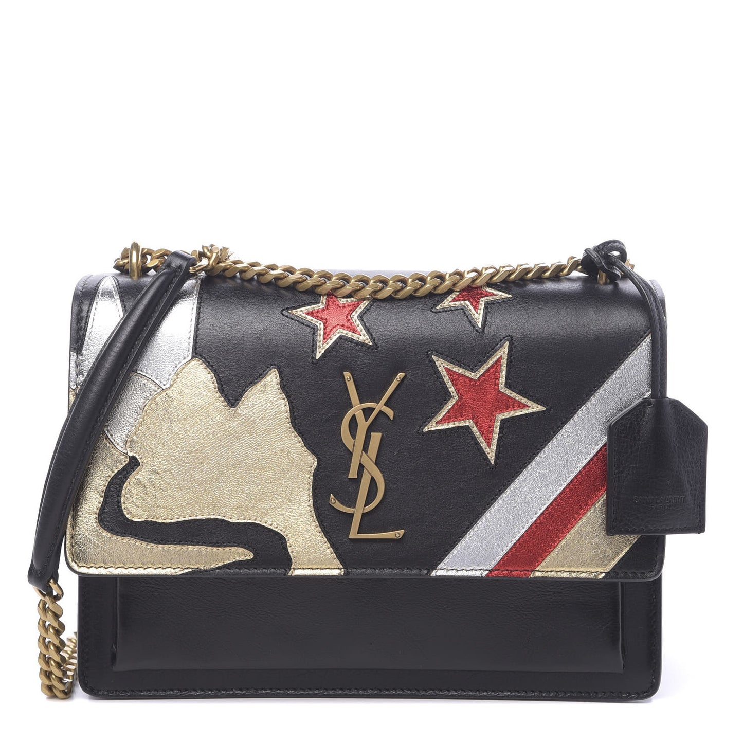 Calfskin Rock Star Patchwork Medium Monogram Sunset Black