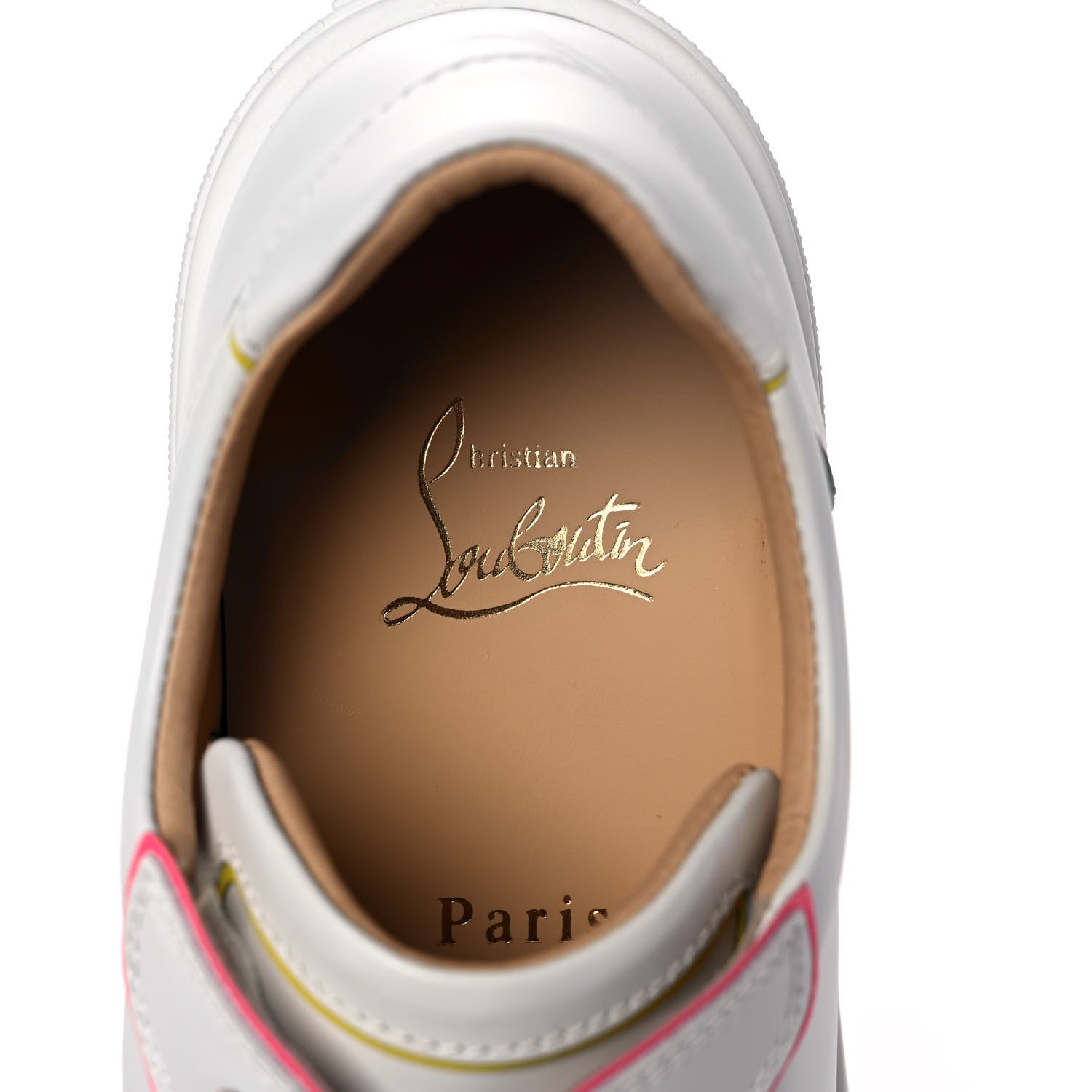Christian Louboutin Calfskin Patent Vieirissima Flat Sneakers 37 White Multicolor 7 of 7