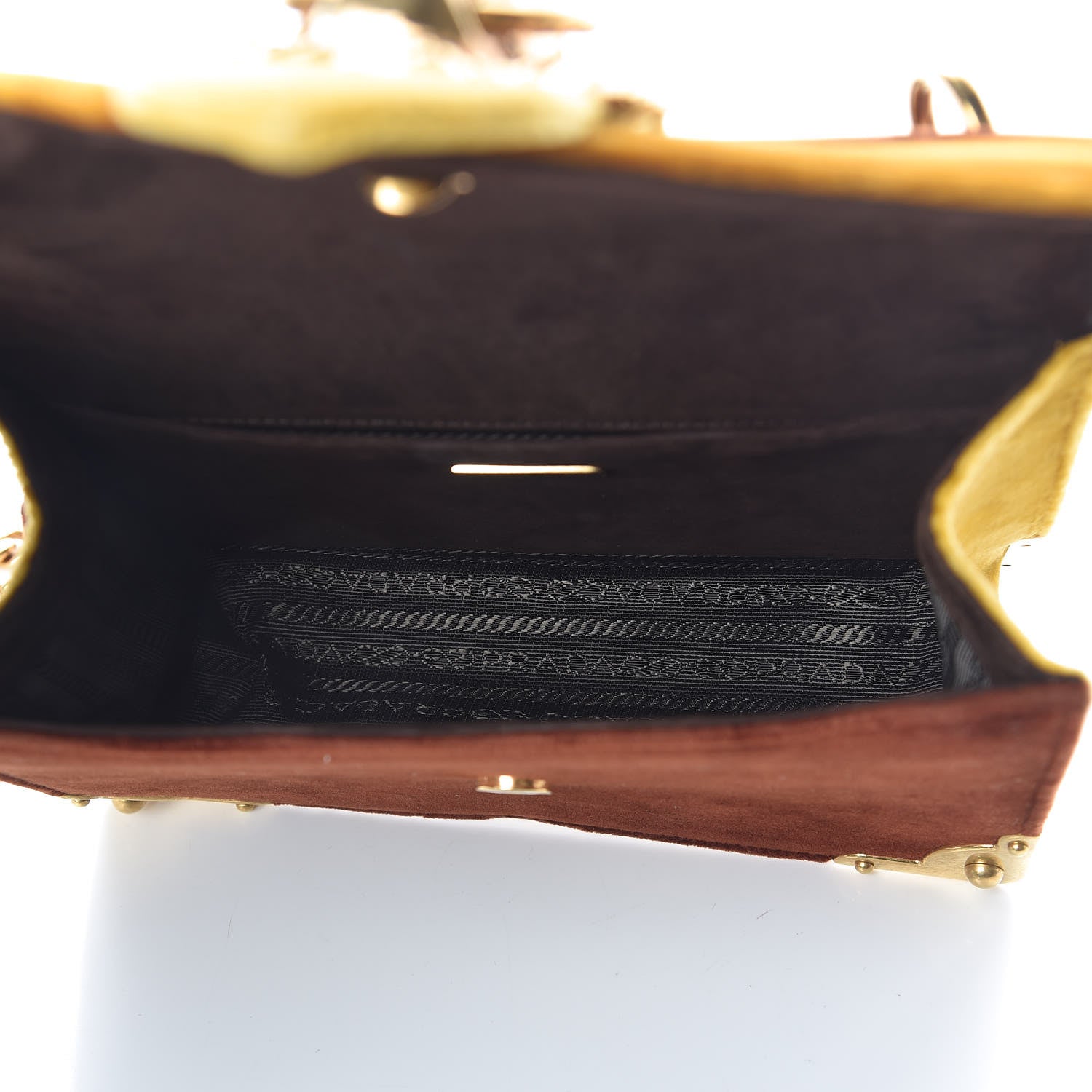 Prada Velluto Lions Head Cahier Shoulder Bag Ambra 5 of 9