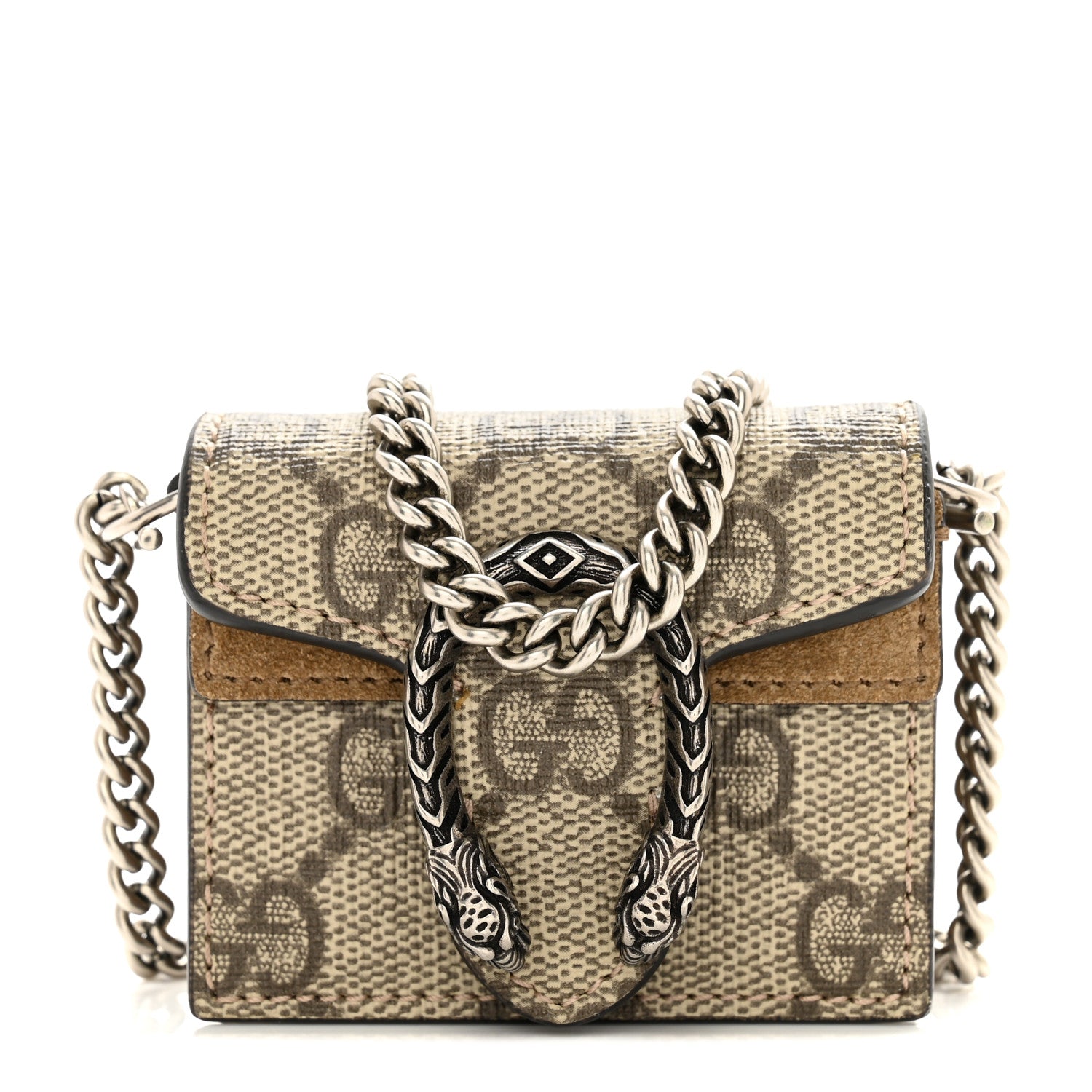 Gucci GG Supremem Monogram Suede Cudu Dionysus AirPods Case Beige Ebony Taupe 1 of 11