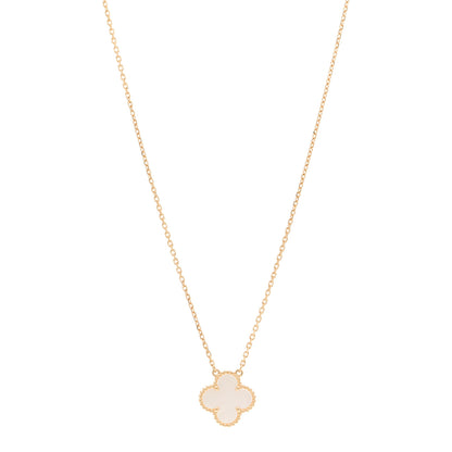 Van Cleef & Arpels 18K Yellow Gold Mother of Pearl Vintage Alhambra Pendant Necklace 1 of 5