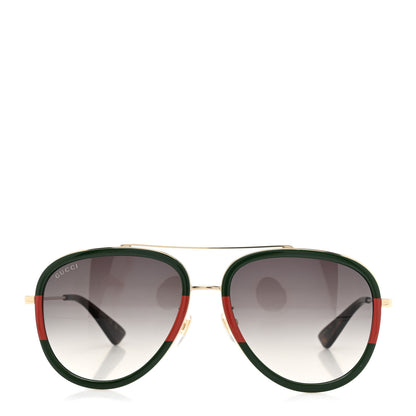 Gucci Web Aviator Sunglasses GG0062S Green Red 2 of 8