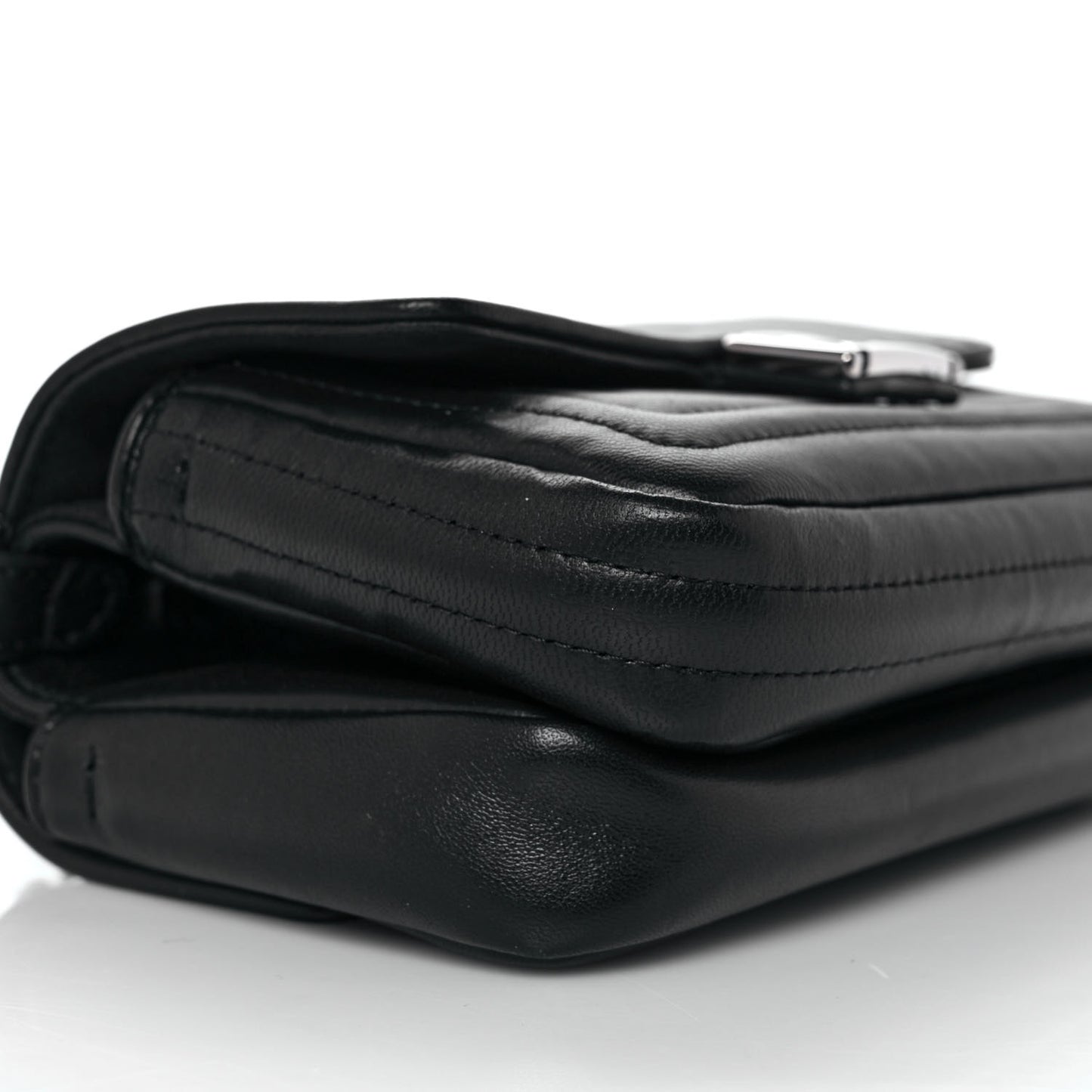 Shiny Nappa Trapuntata Micro Double Baguette Black