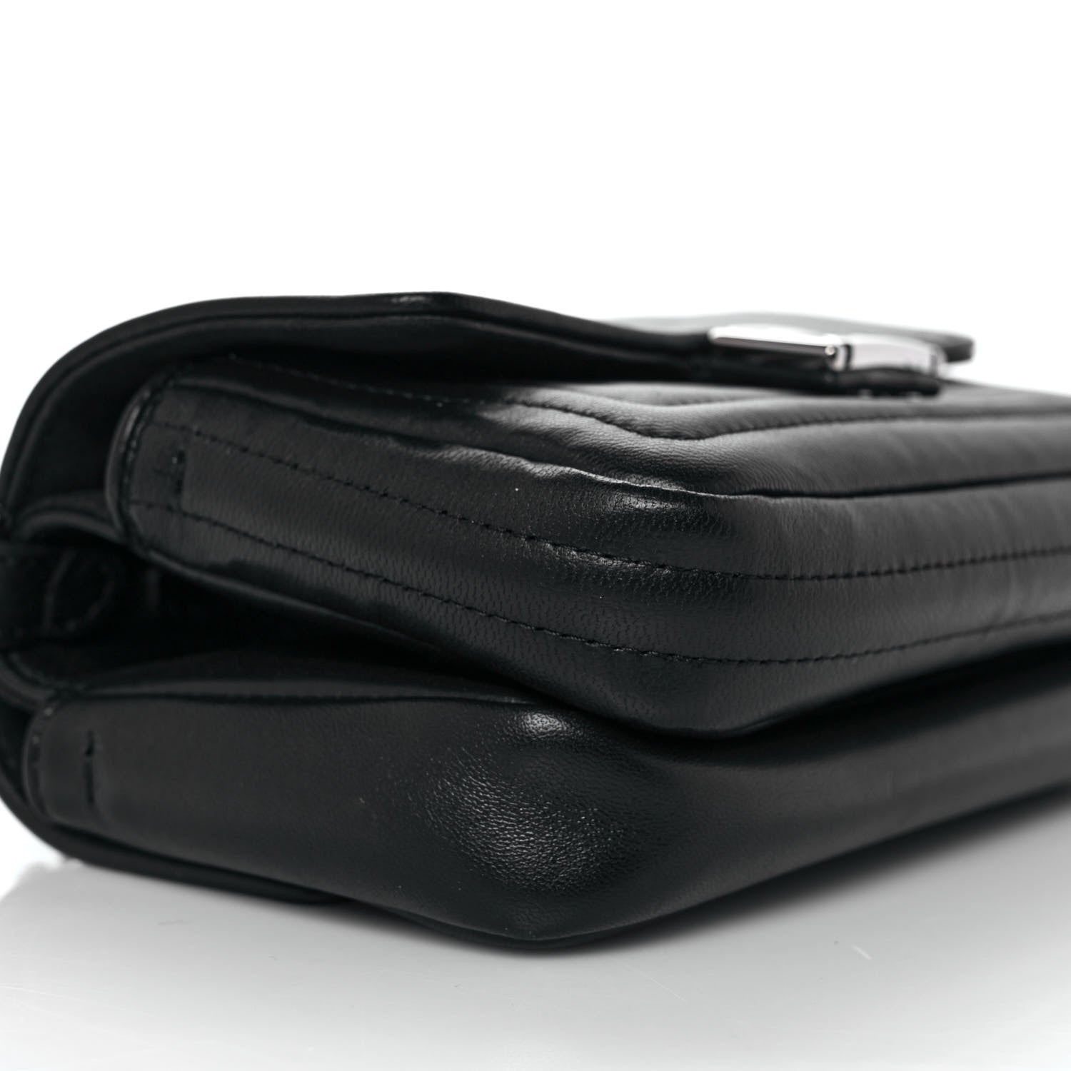Fendi Shiny Nappa Trapuntata Micro Double Baguette Black 9 of 10