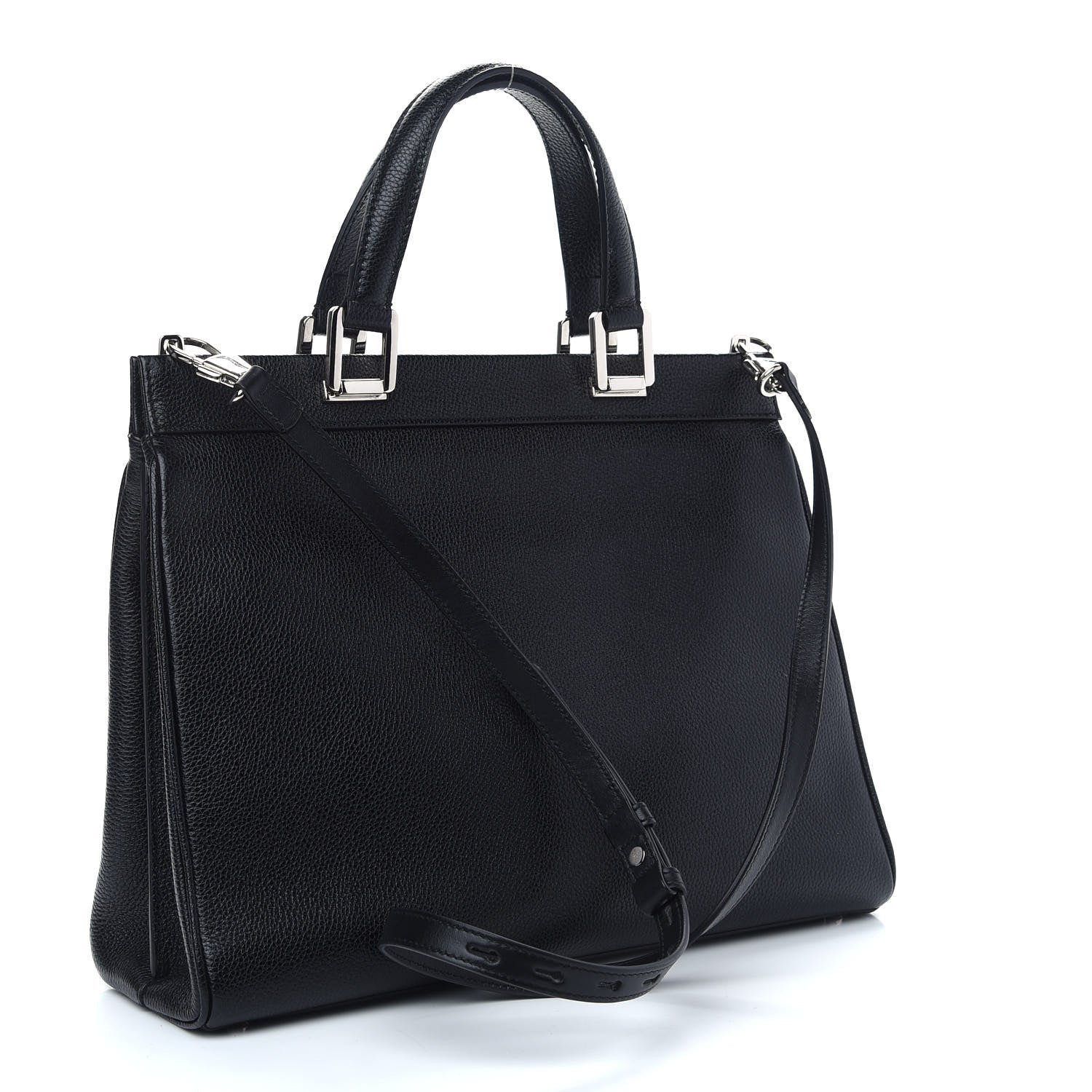 Gucci Grainy Calfskin Medium Zumi Interlocking GG Horsebit Top Handle Bag Black 3 of 9
