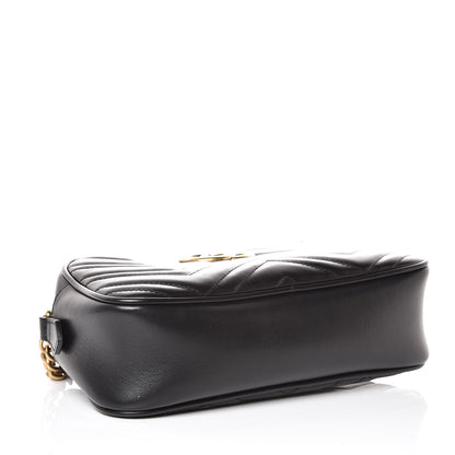 Gucci Calfskin Matelasse Small GG Marmont Chain Shoulder Bag Black 4 of 7