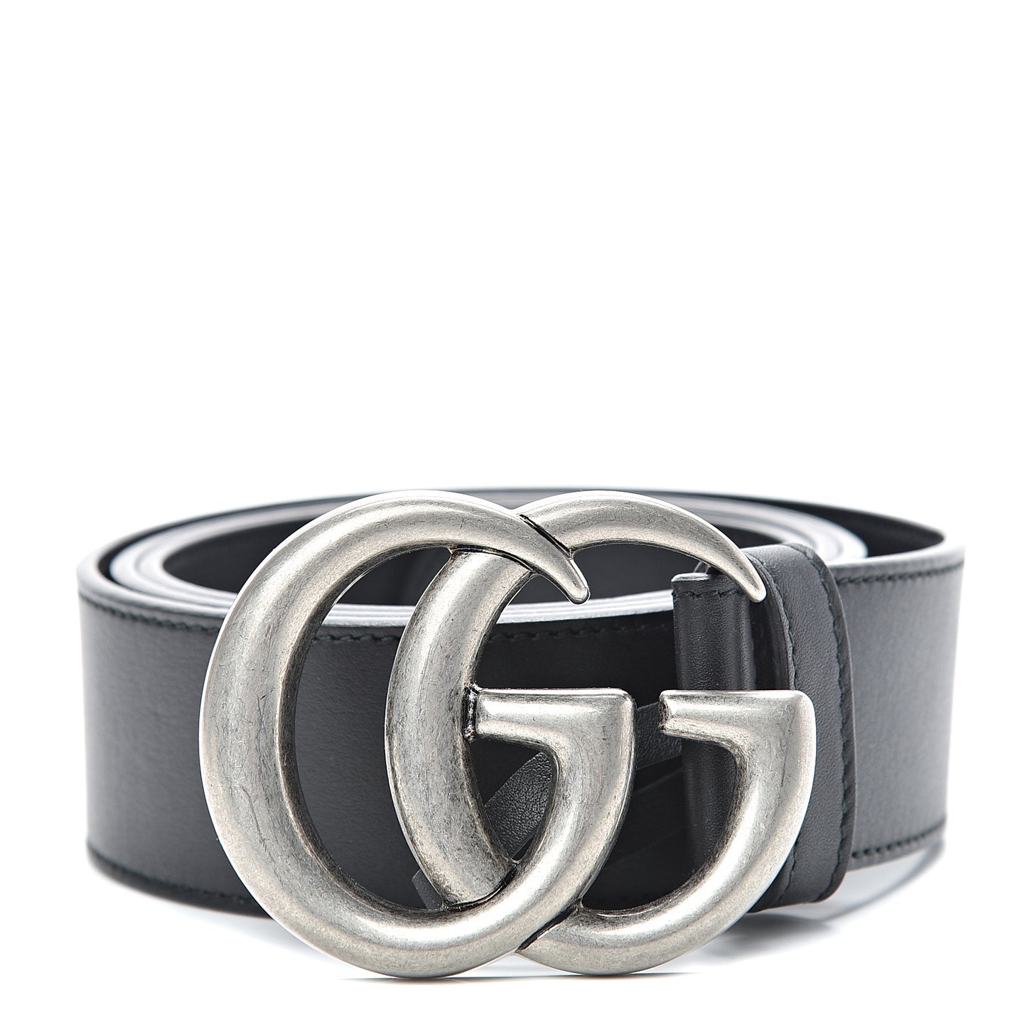 Moon Calfskin Nickel Double G 40mm Belt 85 34 Black