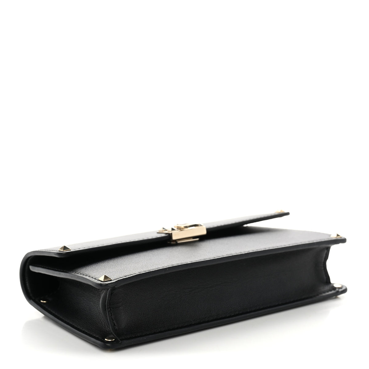 Valentino Garavani Calfskin Rockstud Flip Lock Top Handle Bag Black 4 of 9