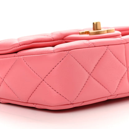 Chanel Lambskin Enamel Quilted Pending CC Mini Square Flap Pink 9 of 10
