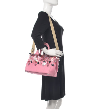 Prada Canapa Sequin Small Tote Geranio 3 of 12
