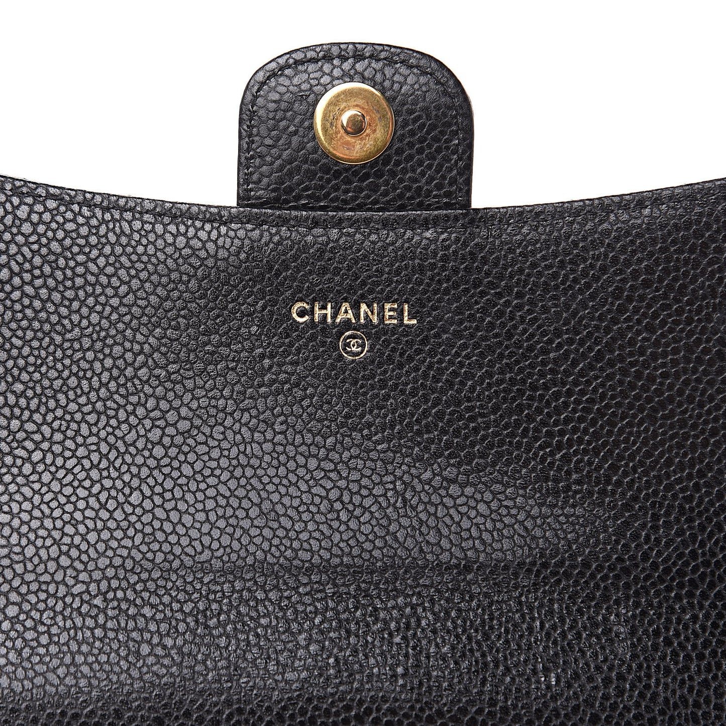Caviar Quilted Wallet on Removable Chain Black