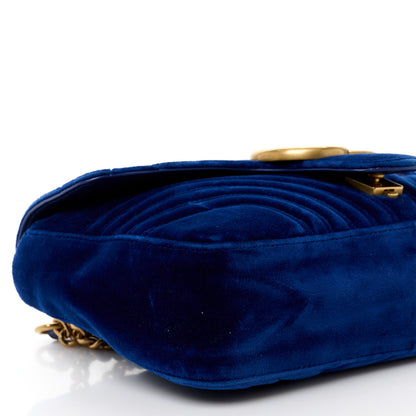 Gucci Velvet Matelasse Medium GG Marmont Shoulder Bag Cobalt Blue 10 of 12
