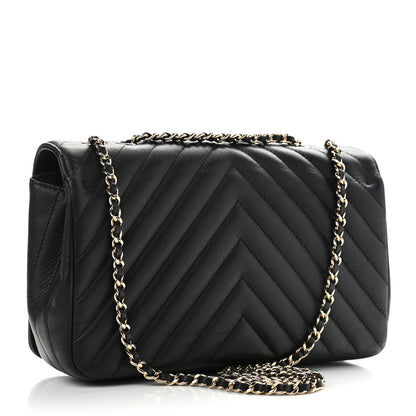 Chanel Calfskin Chevron Quilted Medium Statement Flap Black 3 of 15