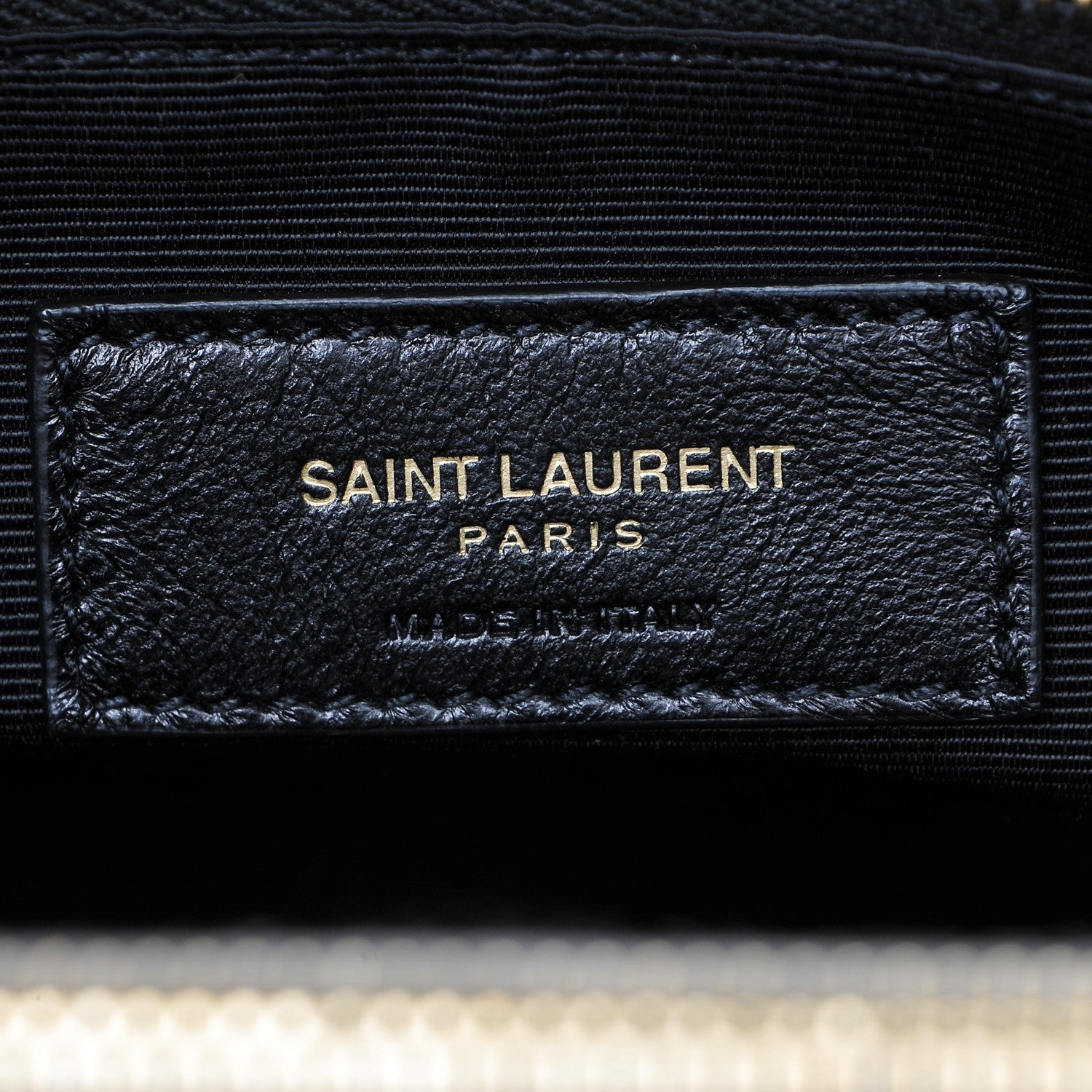 Saint Laurent Grain De Poudre Matelasse Chevron Monogram Shopping Bag Fog 6 of 7