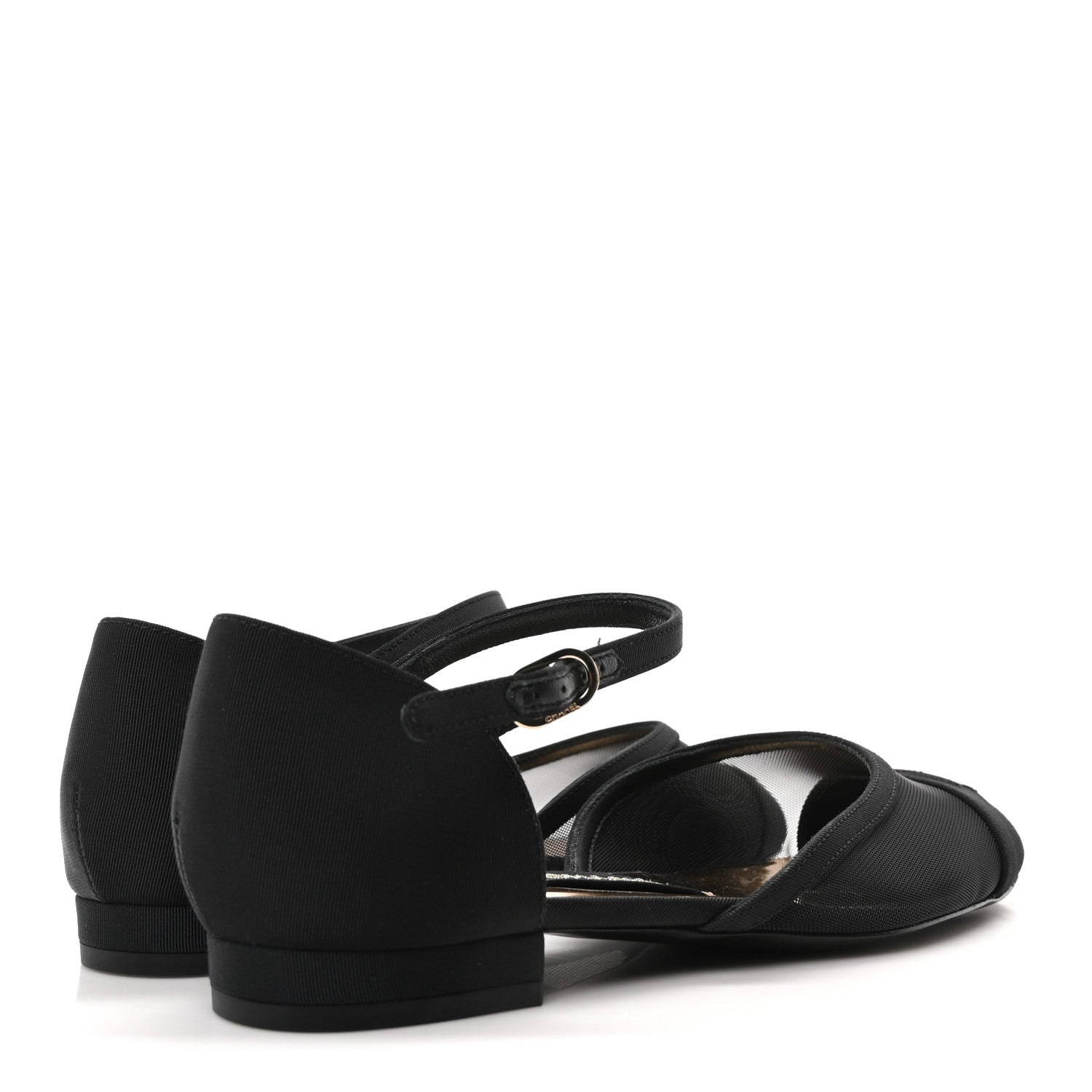Chanel Mesh Grosgrain Cap Toe CC Flats 36 Black 5 of 8