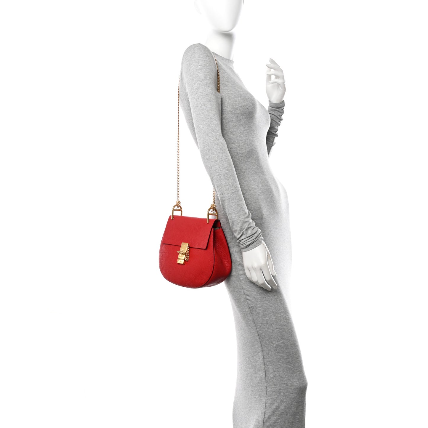 Grained Lambskin Drew Shoulder Bag Plaid Red
