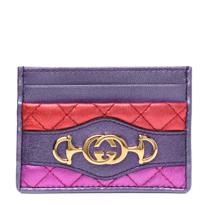 Gucci Laminated Nappa Trapuntata Zumi Card Holder Rosso Fuxia Bizantin 1 of 5