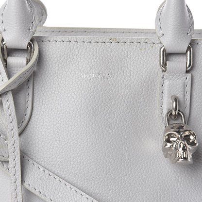 Alexander McQueen Pebbled Calfskin Small Skull Padlock Zip Around Tote Light Grey 8 of 14