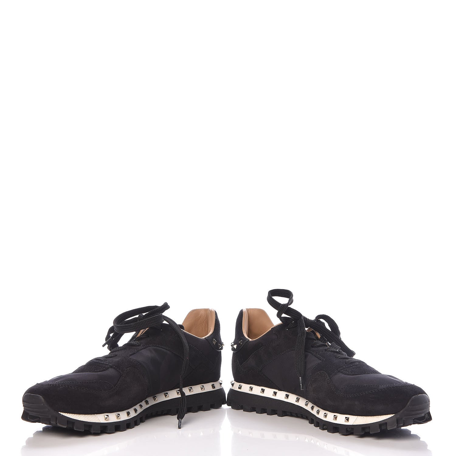 Valentino Garavani Suede Nylon Camouflage Womens Soul Rockstud Sneakers 39 Black 5 of 14
