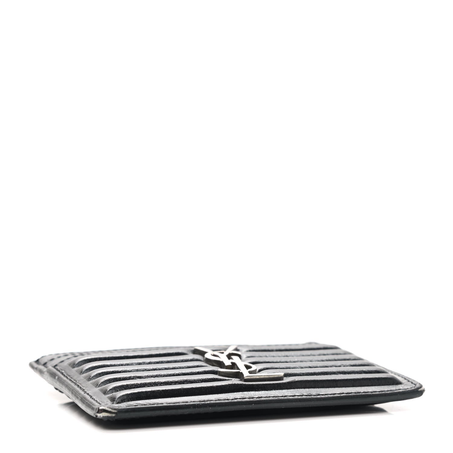 Saint Laurent Ribbed Calfskin Opium Monogram Credit Card Case Black 4 of 10