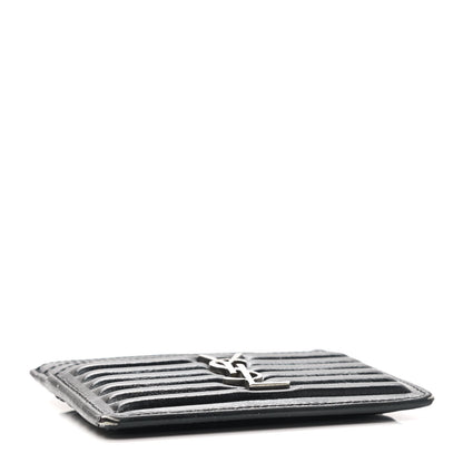 Saint Laurent Ribbed Calfskin Opium Monogram Credit Card Case Black 4 of 10