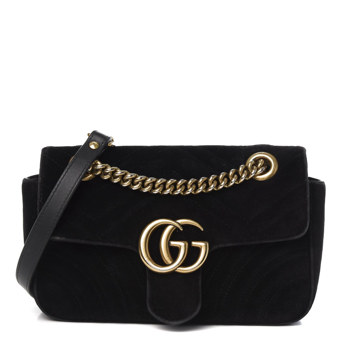 Velvet Matelasse Mini GG Marmont Shoulder Bag Black